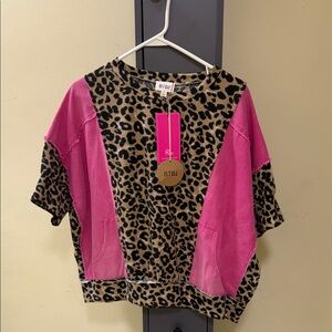 BiBi Pink and Leopard Print Top